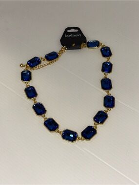 Love Rocks Gold-Tone Necklace with Royal Blue Faceted Stones